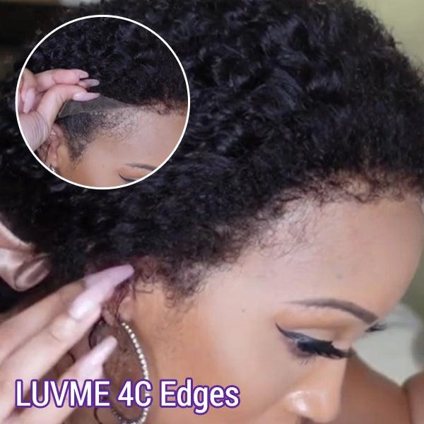 4C Edges | Kinky Edges Ombre Brown Deep Wave Glueless 13x4 Frontal HD Lace Side Part Long Wig 100% Human Hair