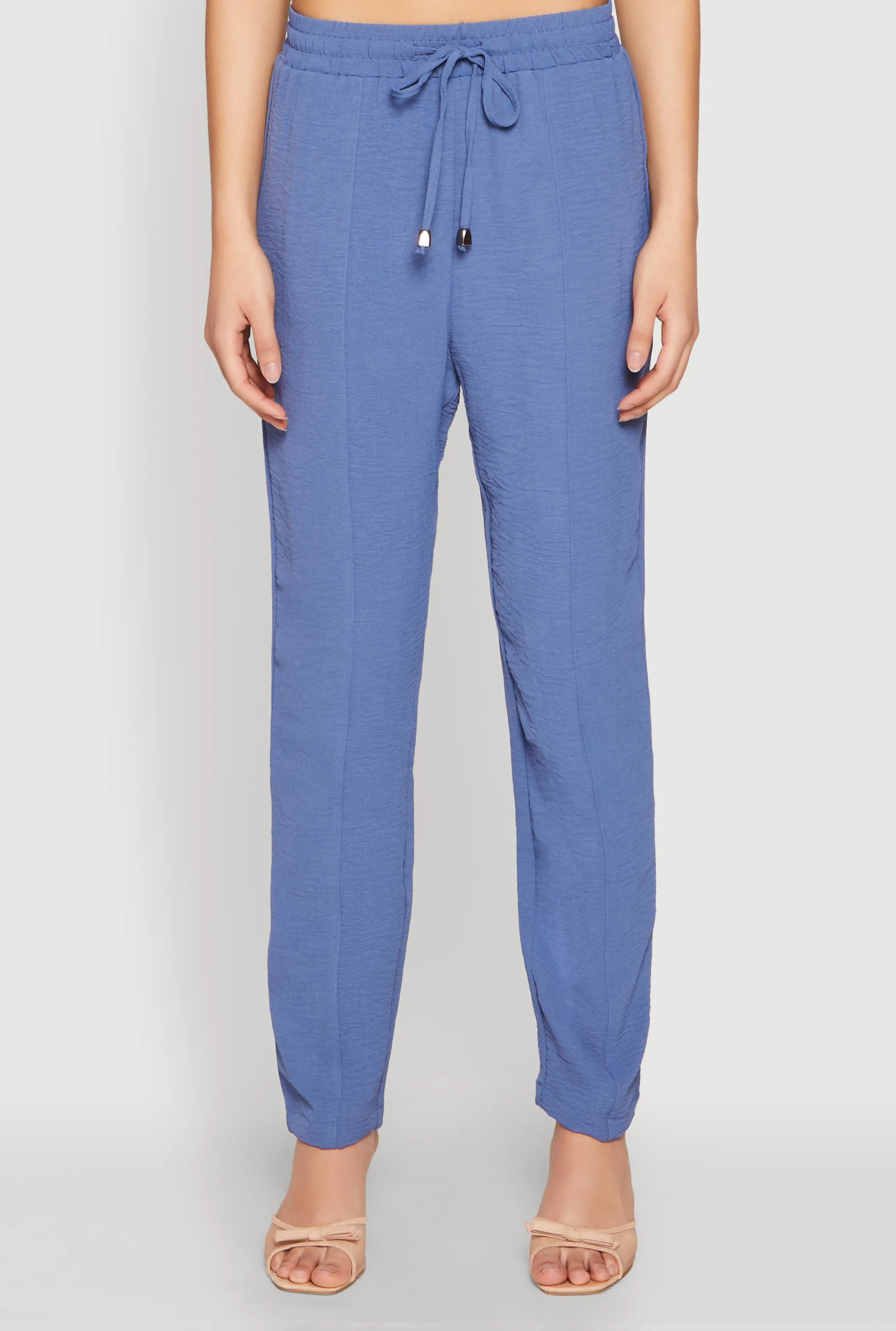 Airy Drawstring Waist Pintuck Pants