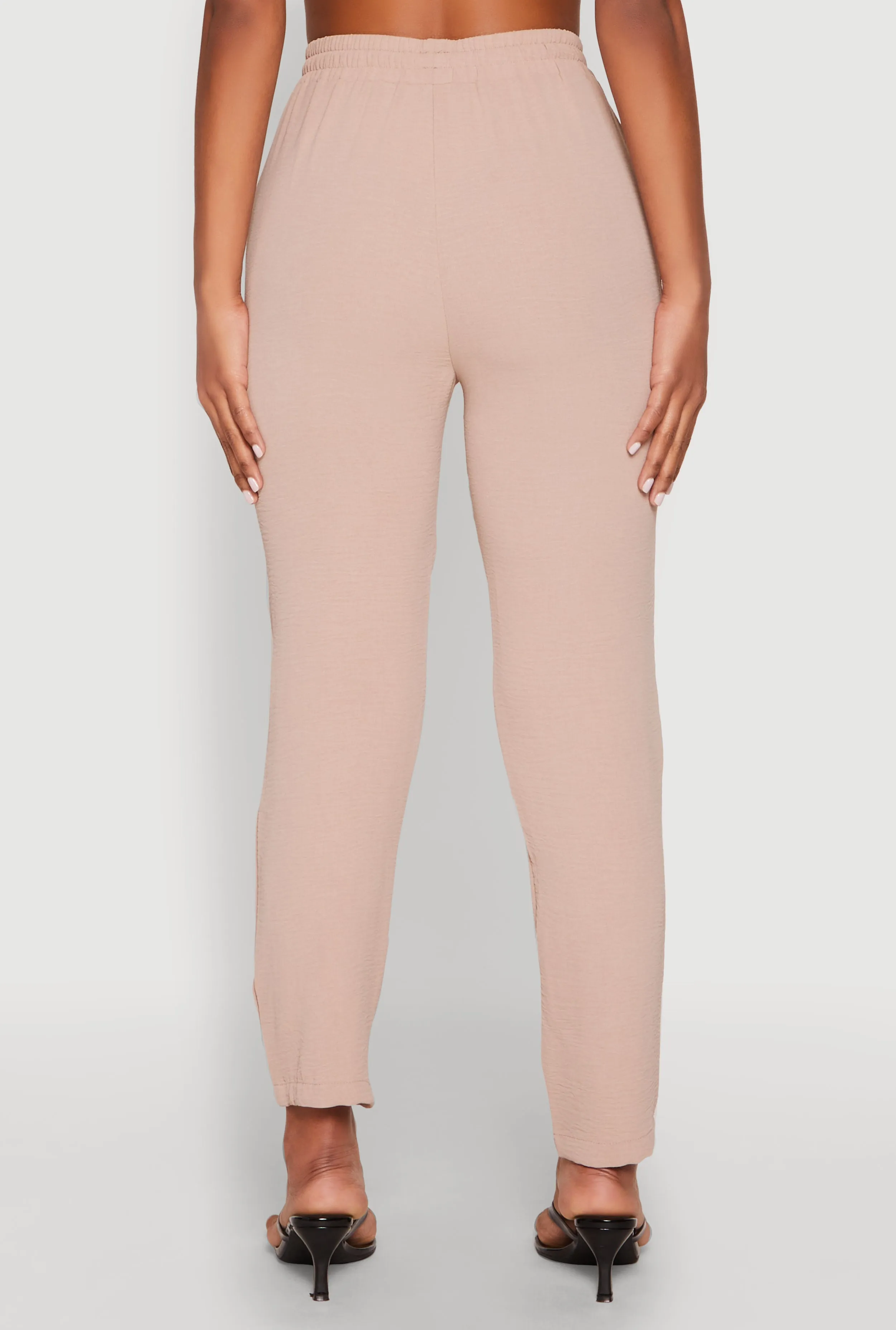 Airy Drawstring Waist Pintuck Pants
