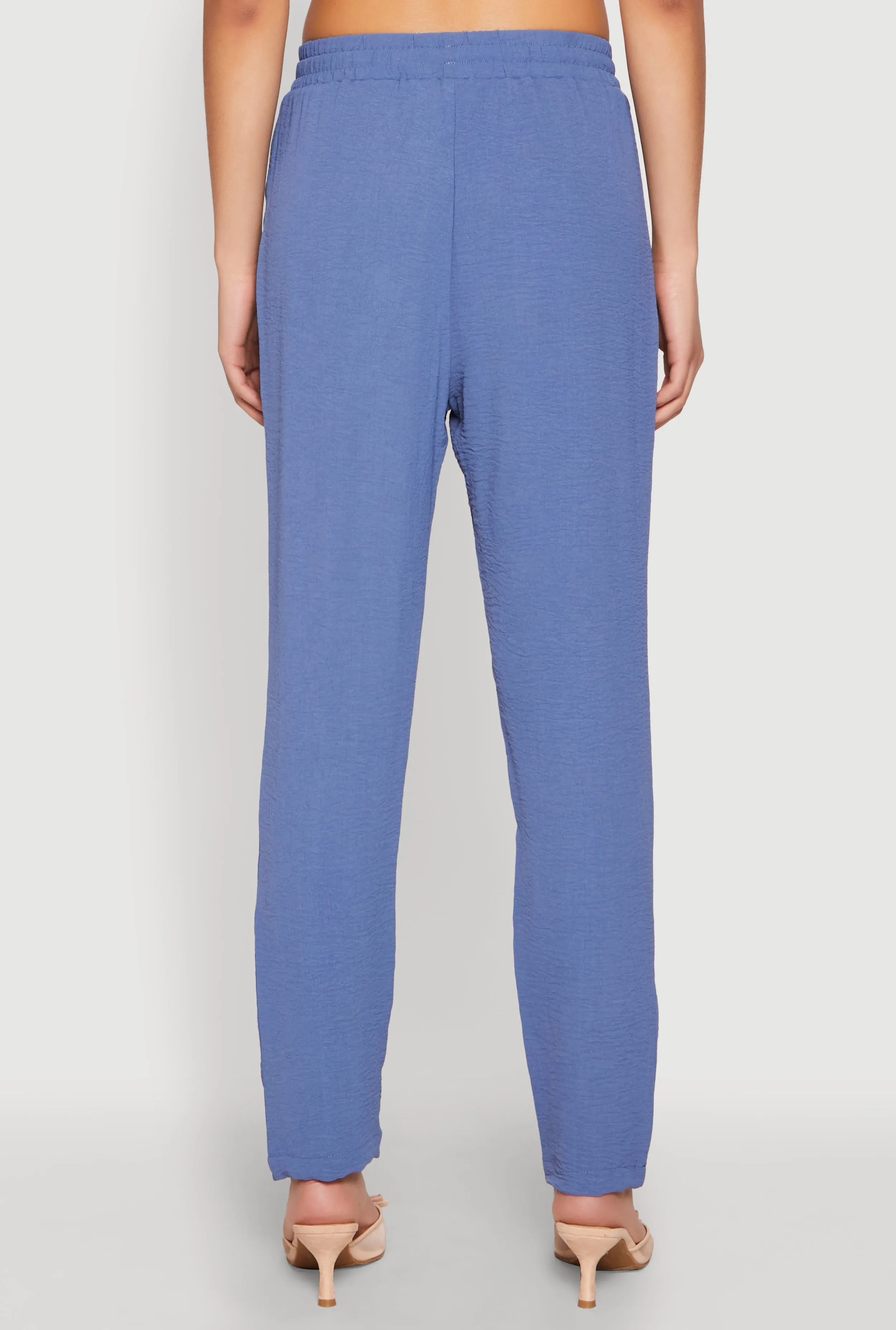 Airy Drawstring Waist Pintuck Pants