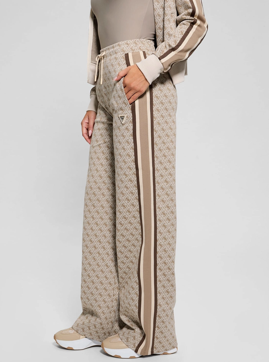 Beige Logo Jean Long Pants