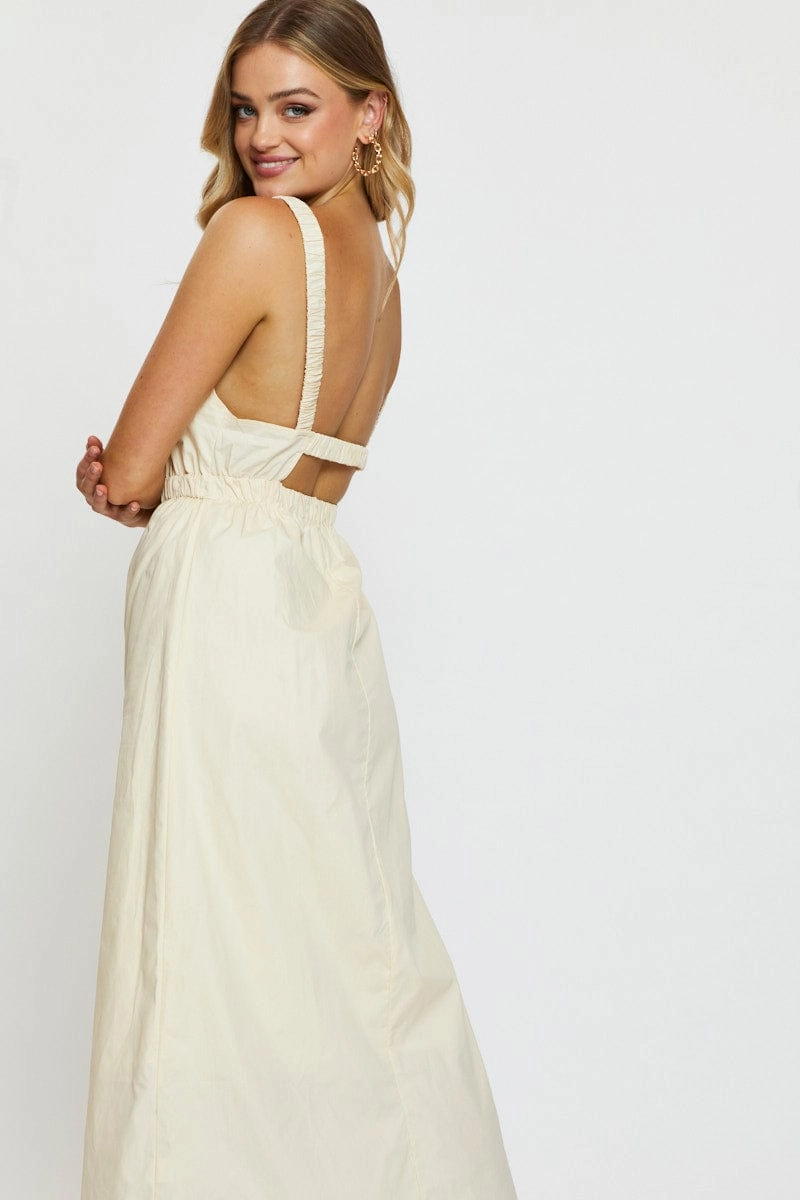 Beige Maxi Dress Sleeveless