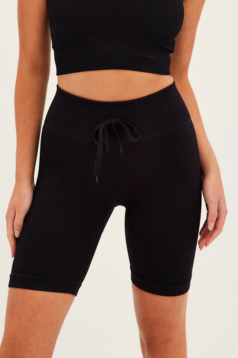 Black Biker Shorts Activewear High Rise Seamless