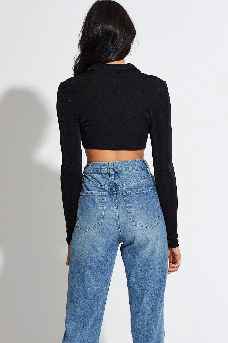 Black Bodysuit Top Long Sleeve