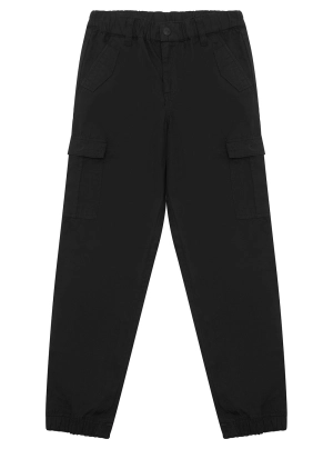Black Poplin Cargo Pants (2-7)