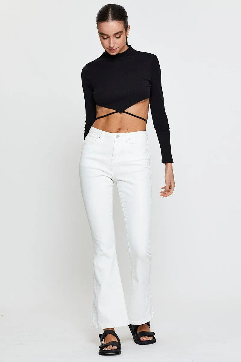 Black Scarf Top Ribbed
