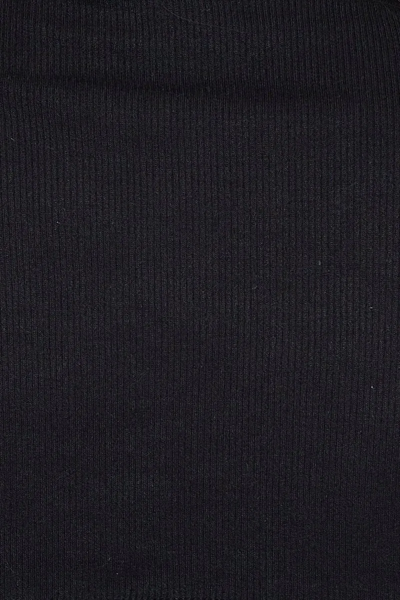 Black Scarf Top Ribbed