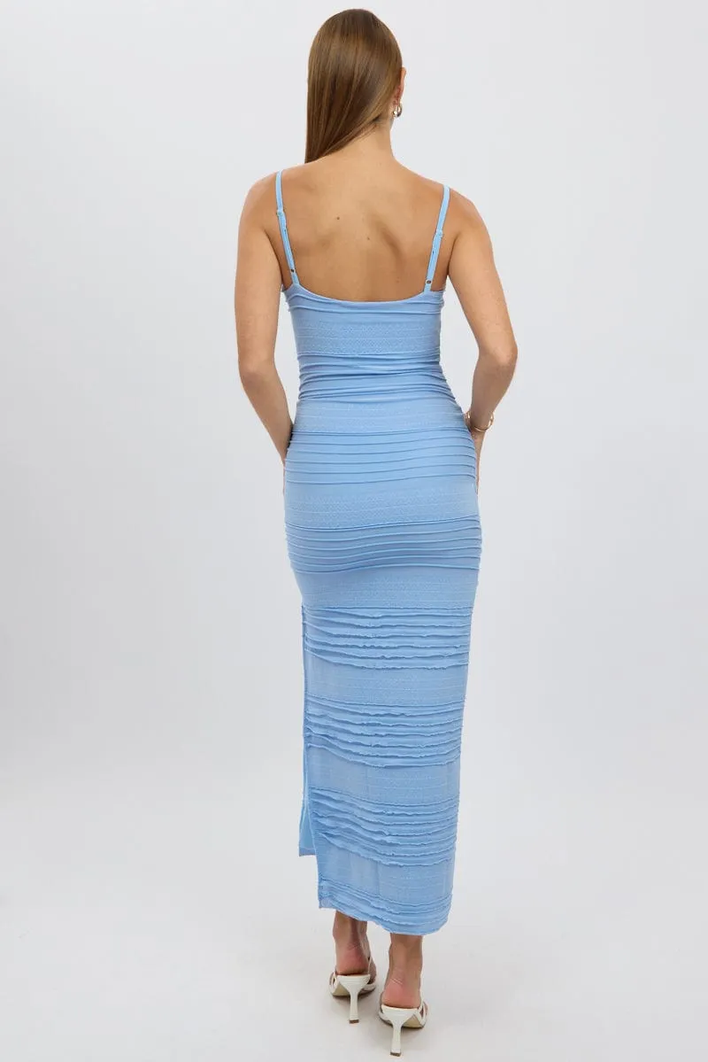 Blue Bodycon Dress Sleeveless Midi