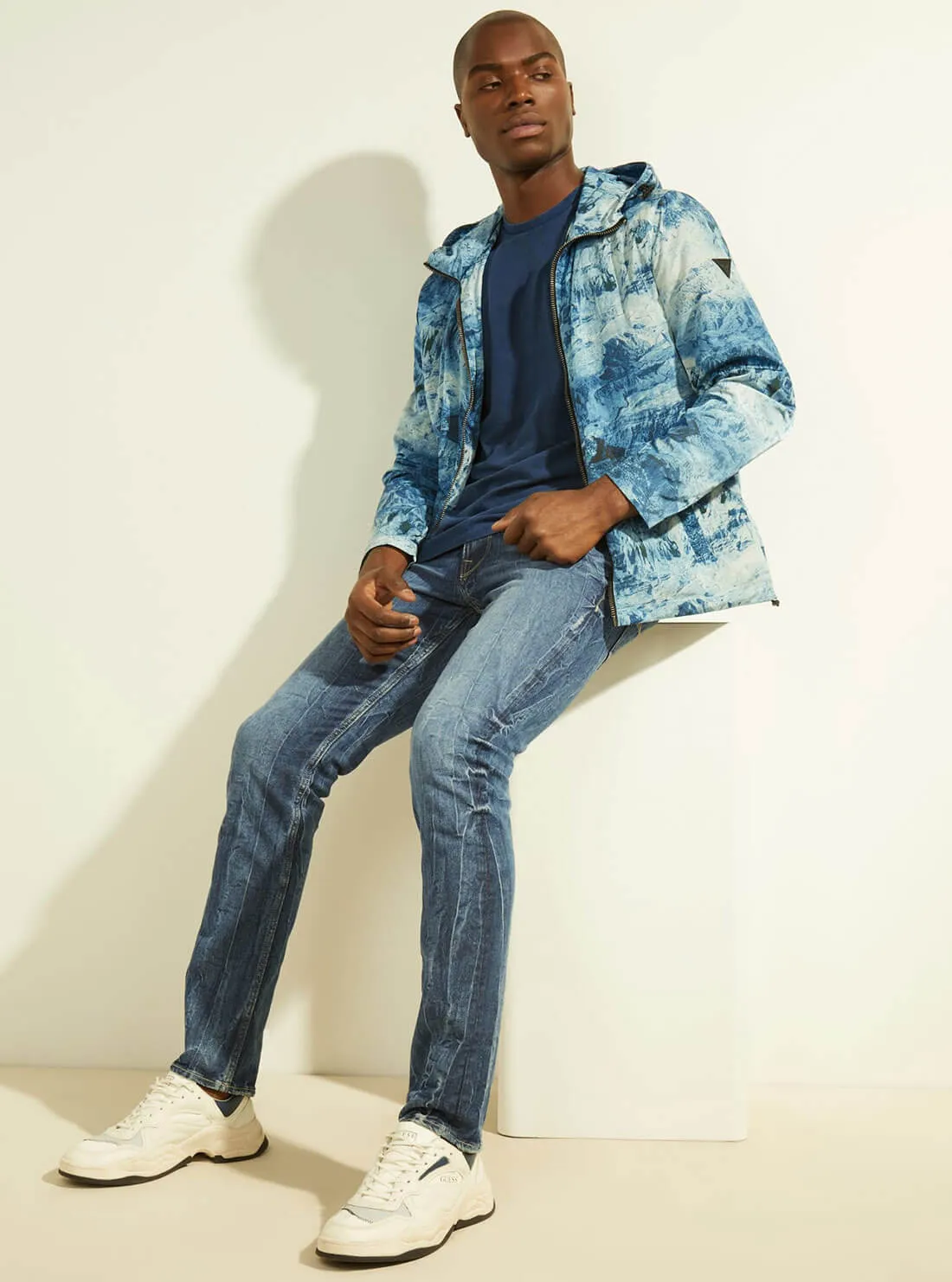 Blue Cali Mountain Print Woven Jacket