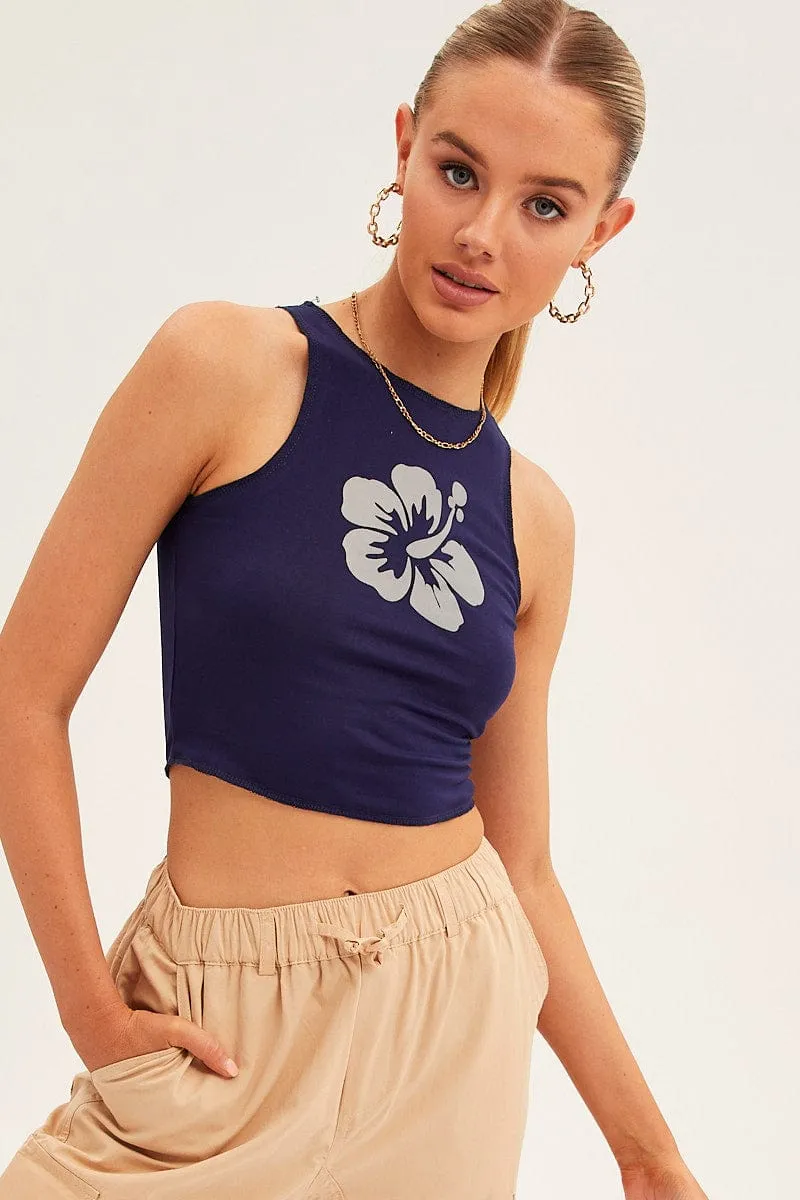 Blue Crop Top