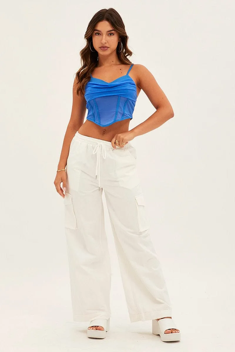 Blue Mesh Sleeveless Cami Top