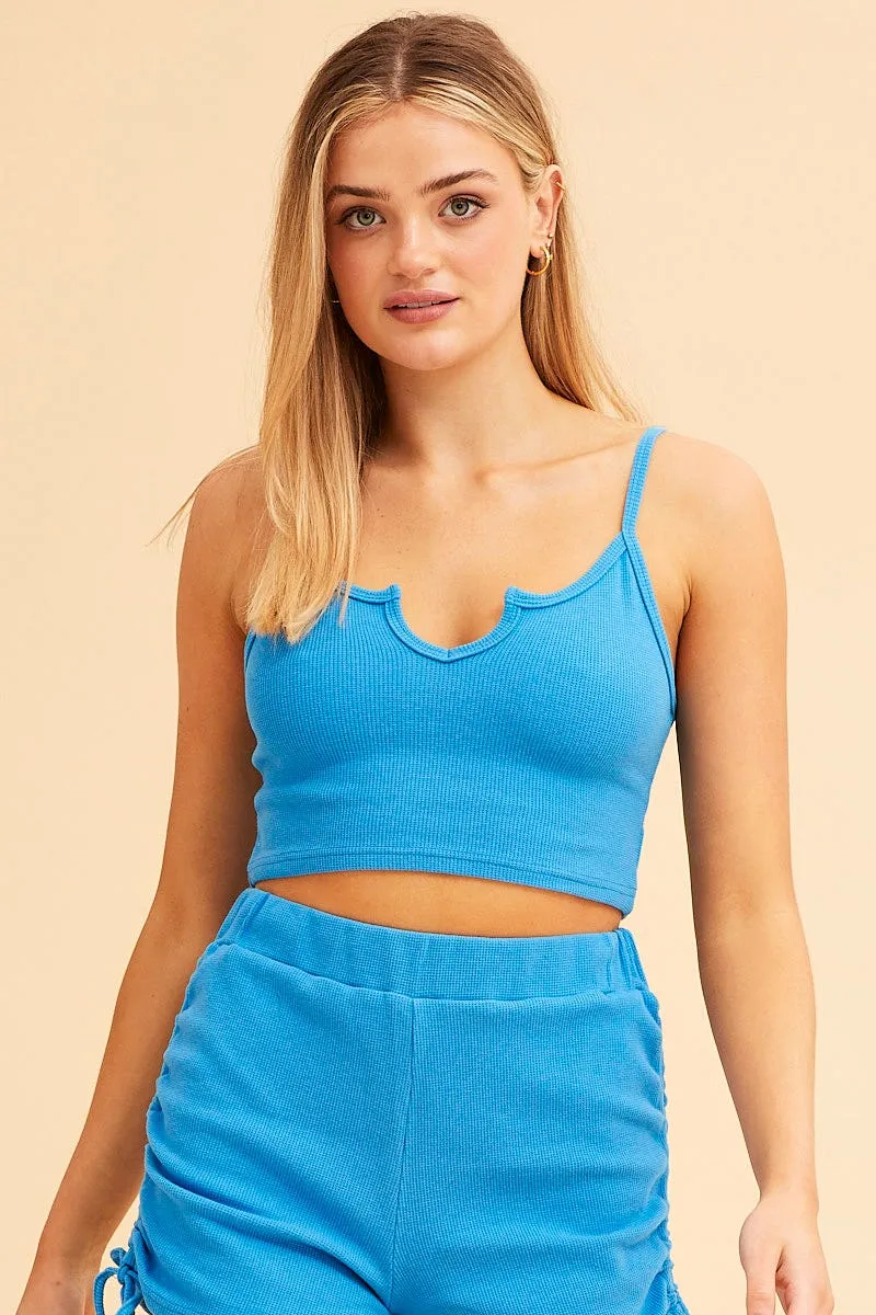 Blue Sutton Basic Rib Notch Singlet