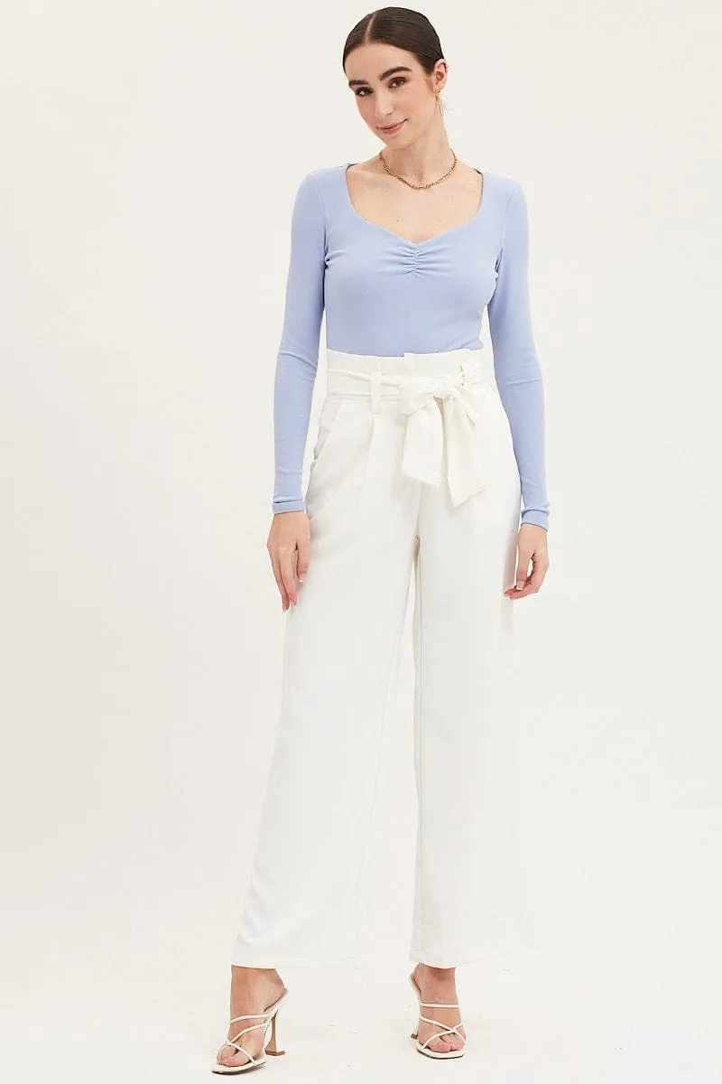 Blue Top Long Sleeve Round Neck