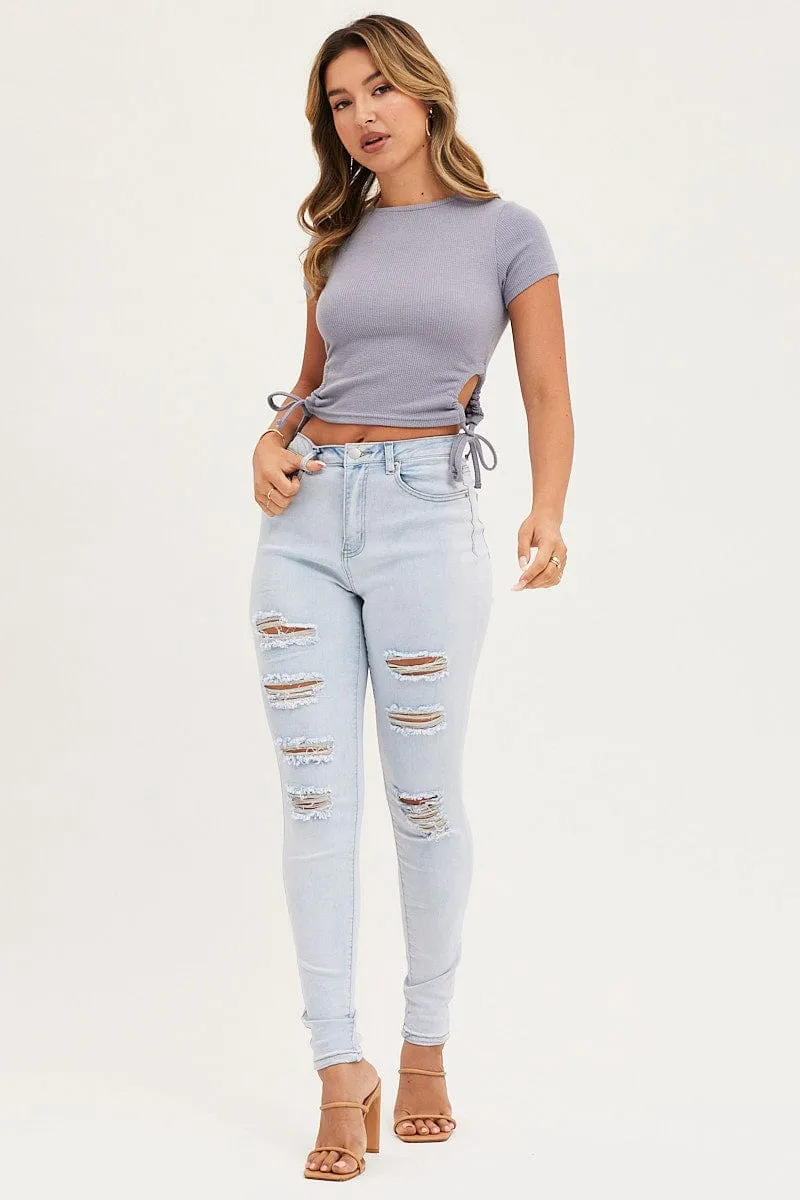 Blue Top Short Sleeve
