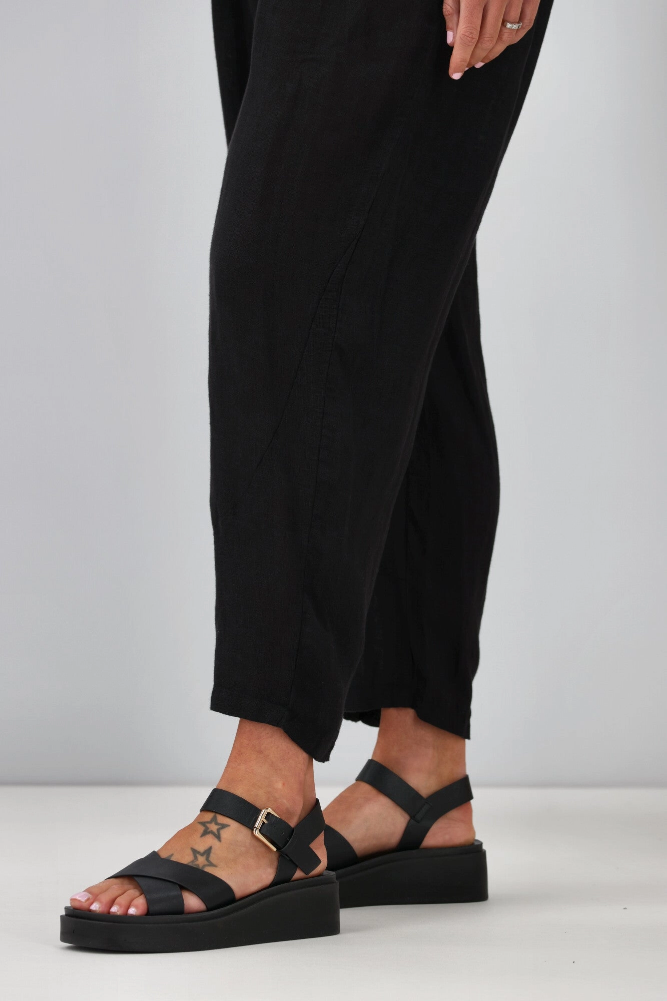 Cali & Co Linen Pant with Side Pocket Black