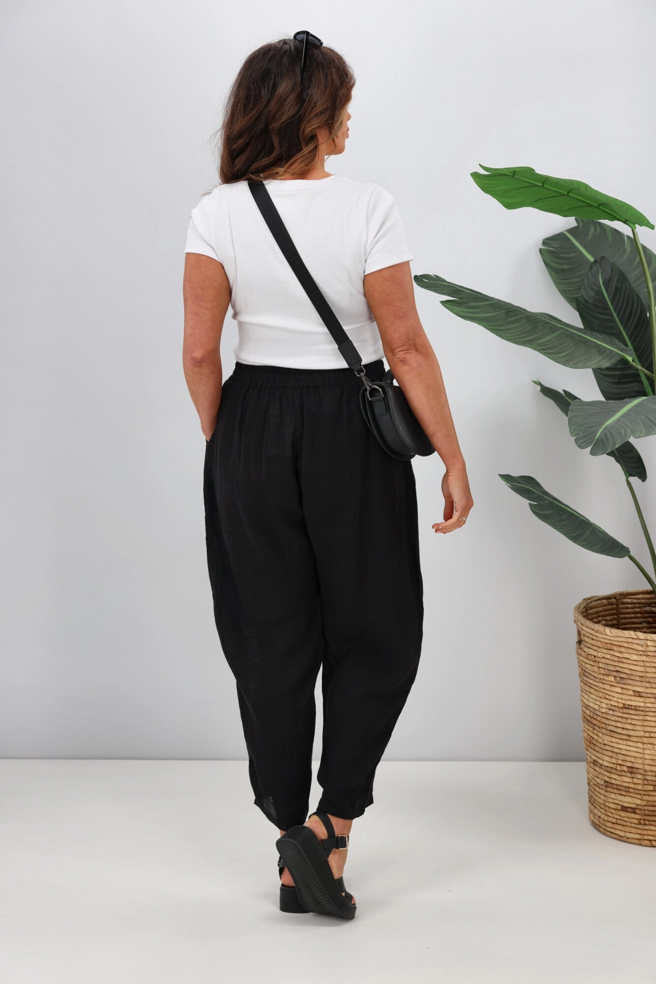 Cali & Co Linen Pant with Side Pocket Black