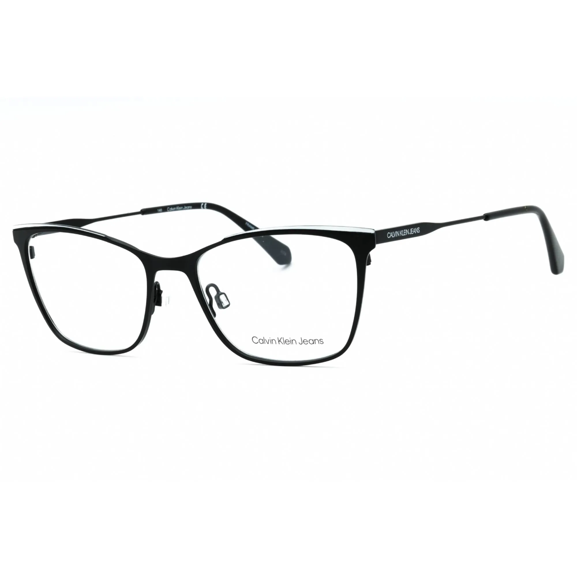 Calvin Klein Jeans Women's Eyeglasses - Black/White Metal Cat Eye Frame | CKJ21207 073