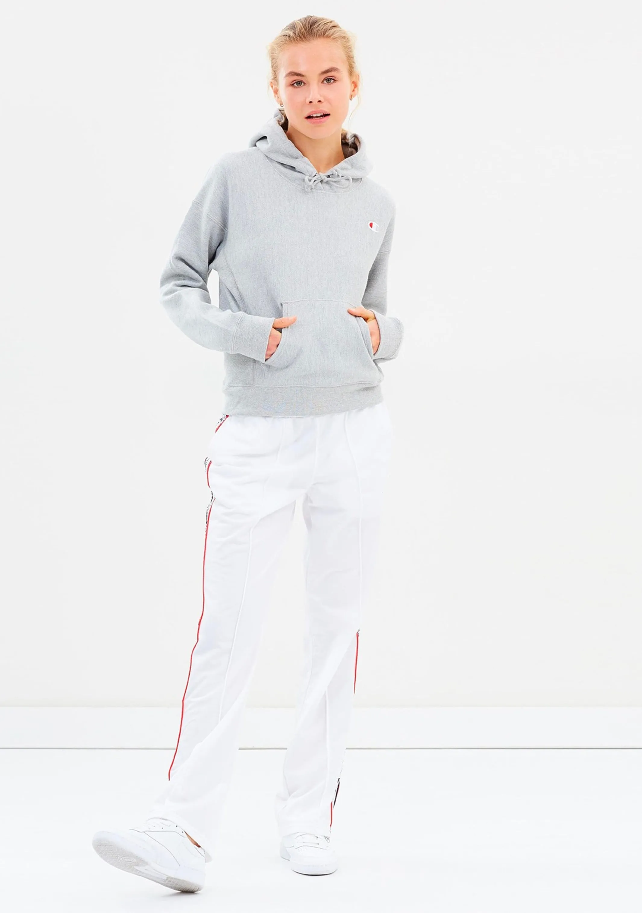 Champion Women’s Reverse Weave C Logo Regular Fit Hoodie Grey