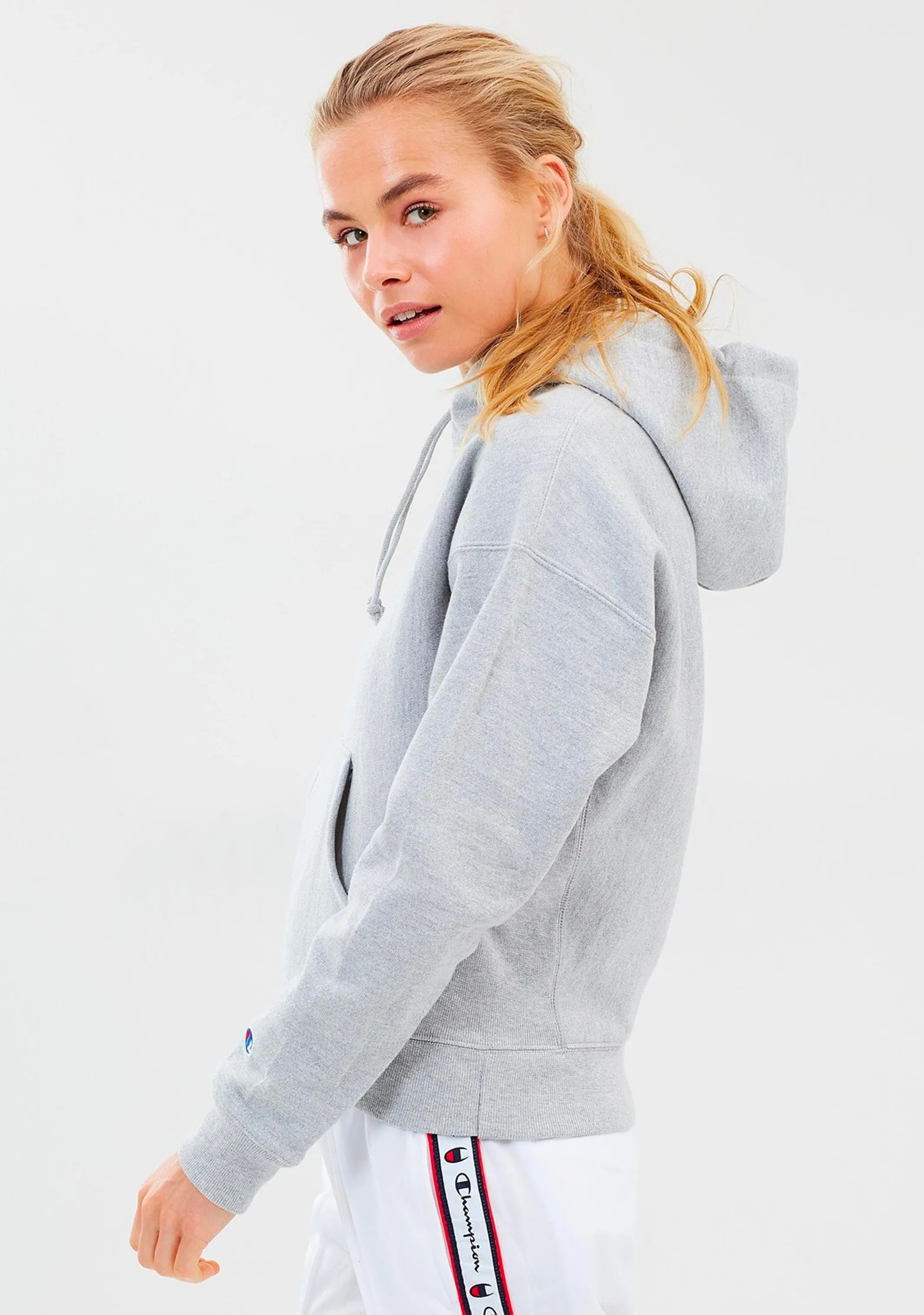 Champion Women’s Reverse Weave C Logo Regular Fit Hoodie Grey