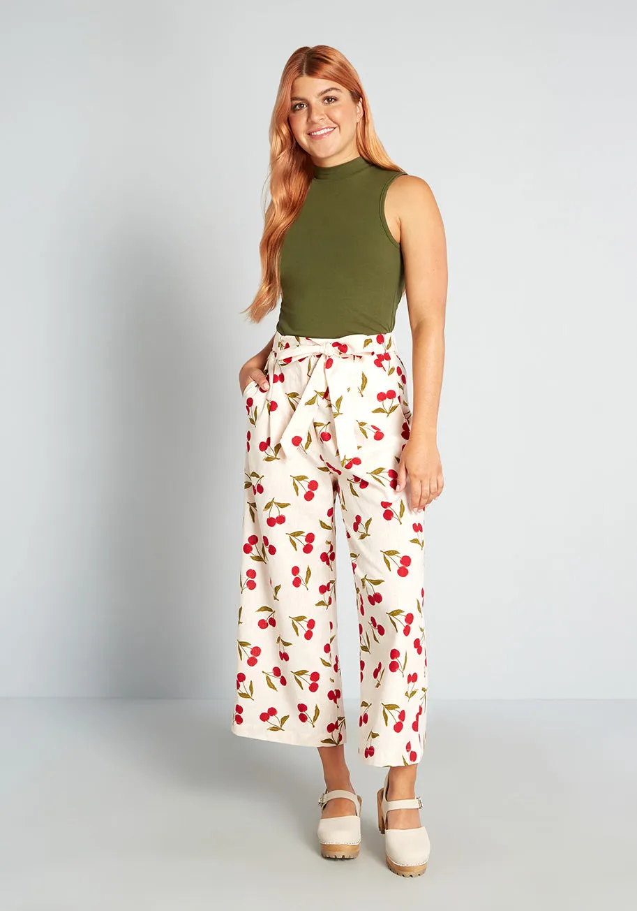 Cherries and Cream Wide-Leg Pants