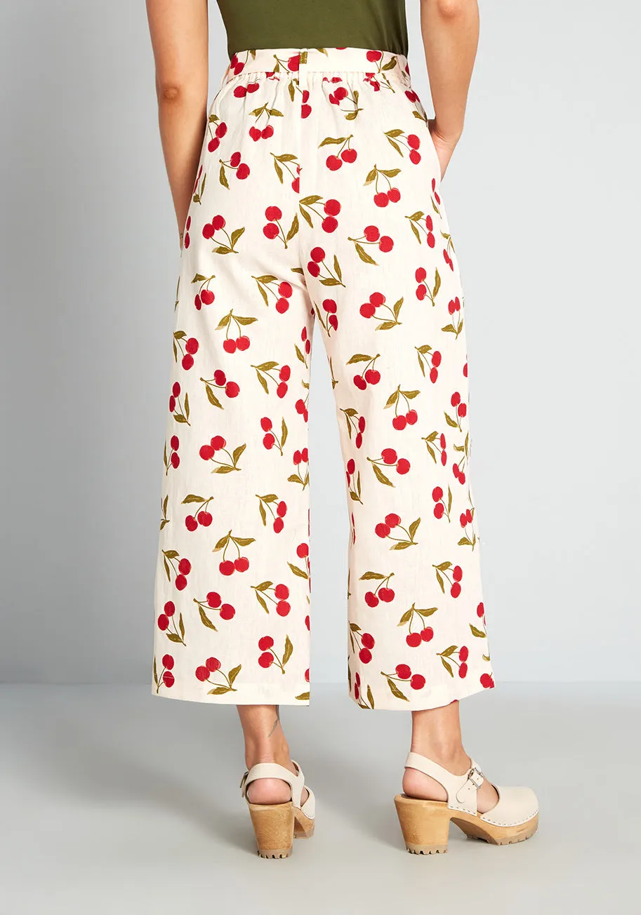 Cherries and Cream Wide-Leg Pants