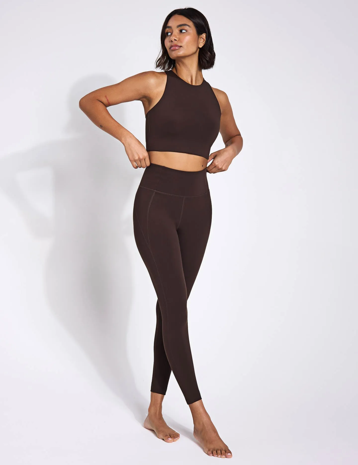 Compressive High Waisted Legging - Cocoa Bean