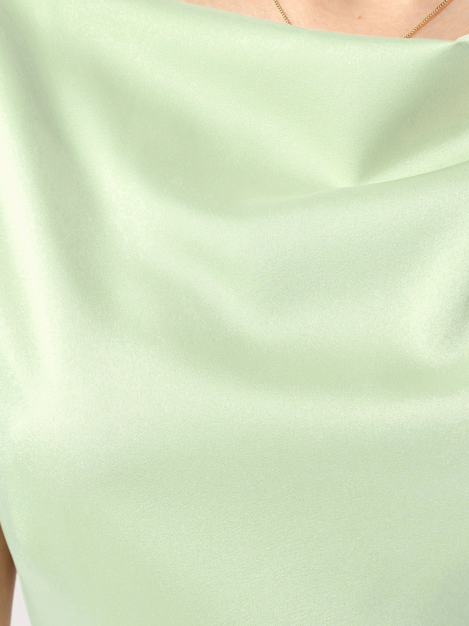 Cowl Neck Cap Sleeve Twist Cut-Out Backless Slit Midi Satin Dress