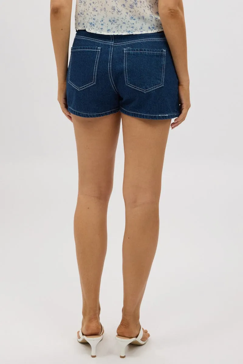 Denim Micro Skort Skirt Low Rise