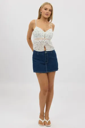 Denim Micro Skort Skirt Low Rise