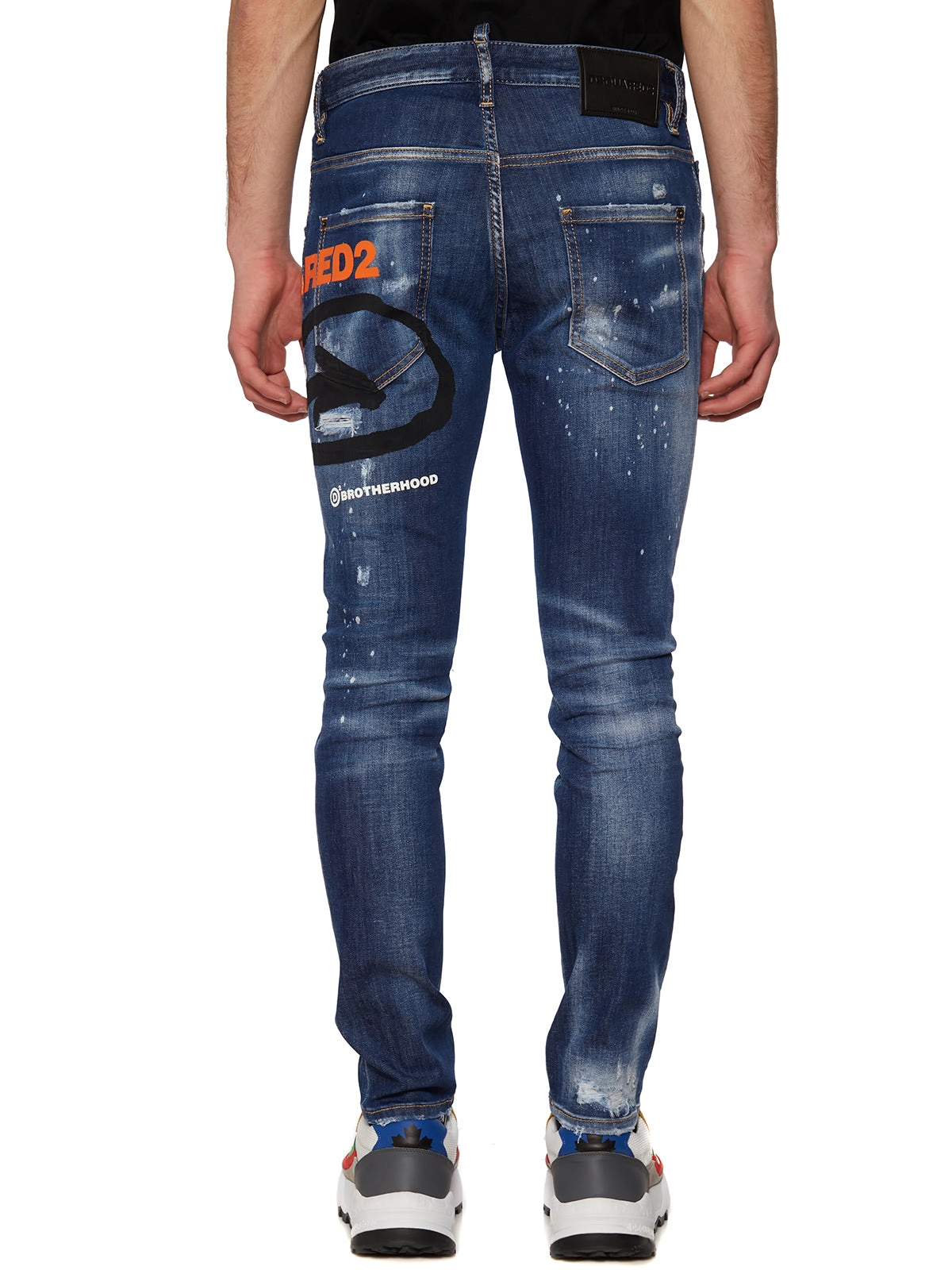 Dsquared2 Logo Print Distressed Skinny Jeans