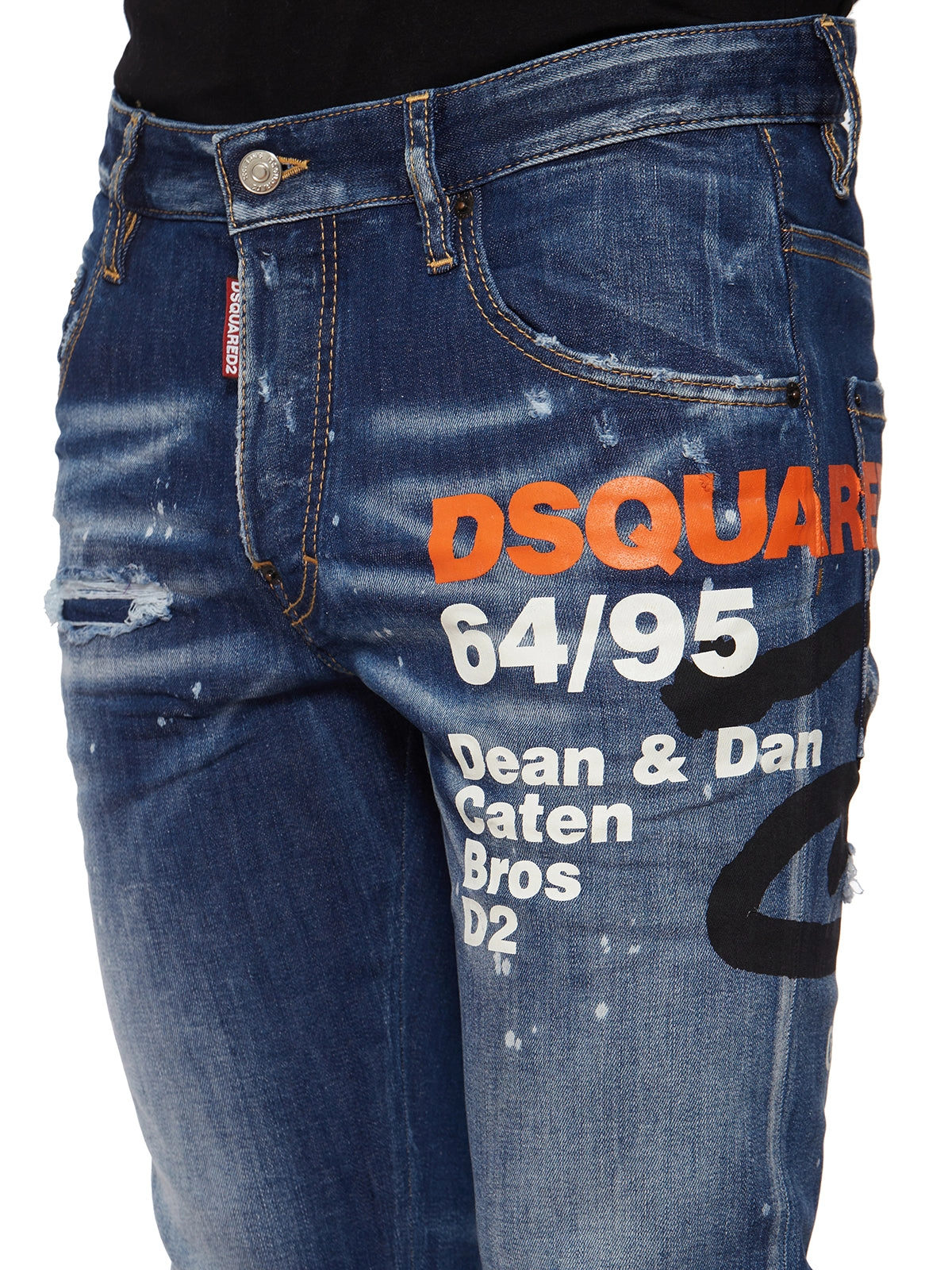 Dsquared2 Logo Print Distressed Skinny Jeans