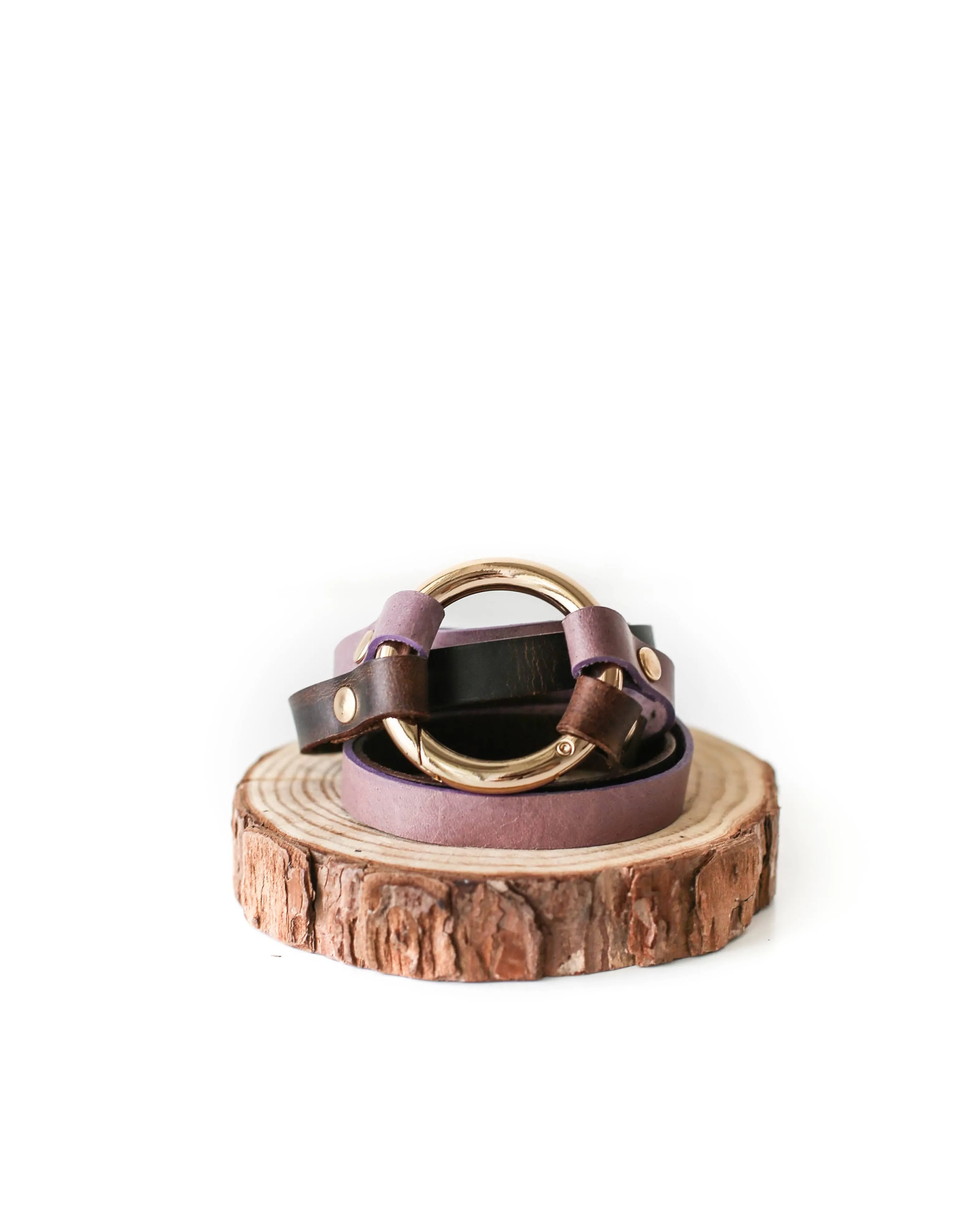 Dual Purple & Brown Leather Bracelet