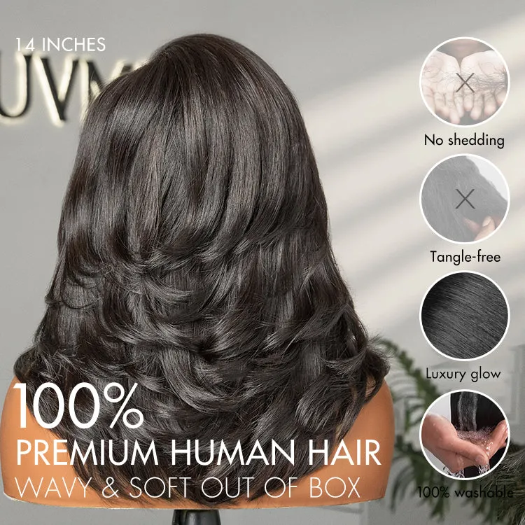 Effortlessly Chic Layered Haircut Wavy Glueless HD Minimalist Lace Short Wig