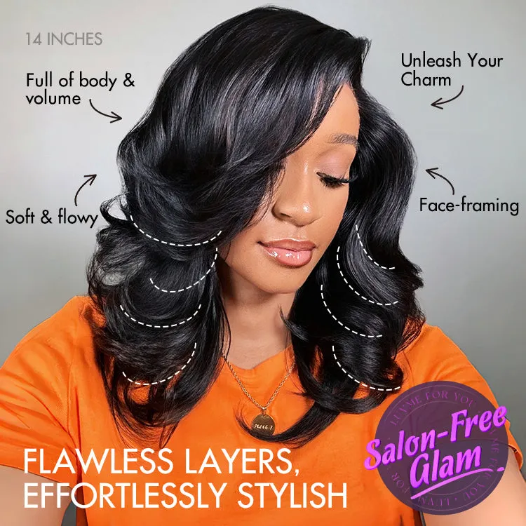 Effortlessly Chic Layered Haircut Wavy Glueless HD Minimalist Lace Short Wig