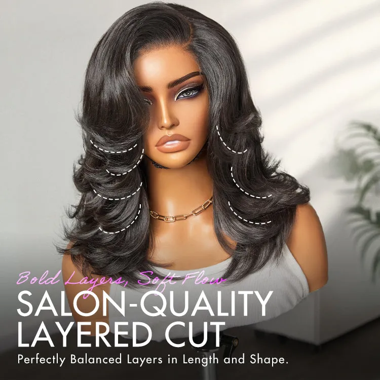 Effortlessly Chic Layered Haircut Wavy Glueless HD Minimalist Lace Short Wig