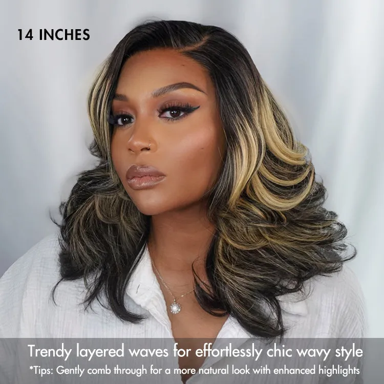 Effortlessly Chic Layered Haircut Wavy Glueless HD Minimalist Lace Short Wig