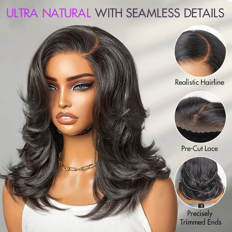 Effortlessly Chic Layered Haircut Wavy Glueless HD Minimalist Lace Short Wig