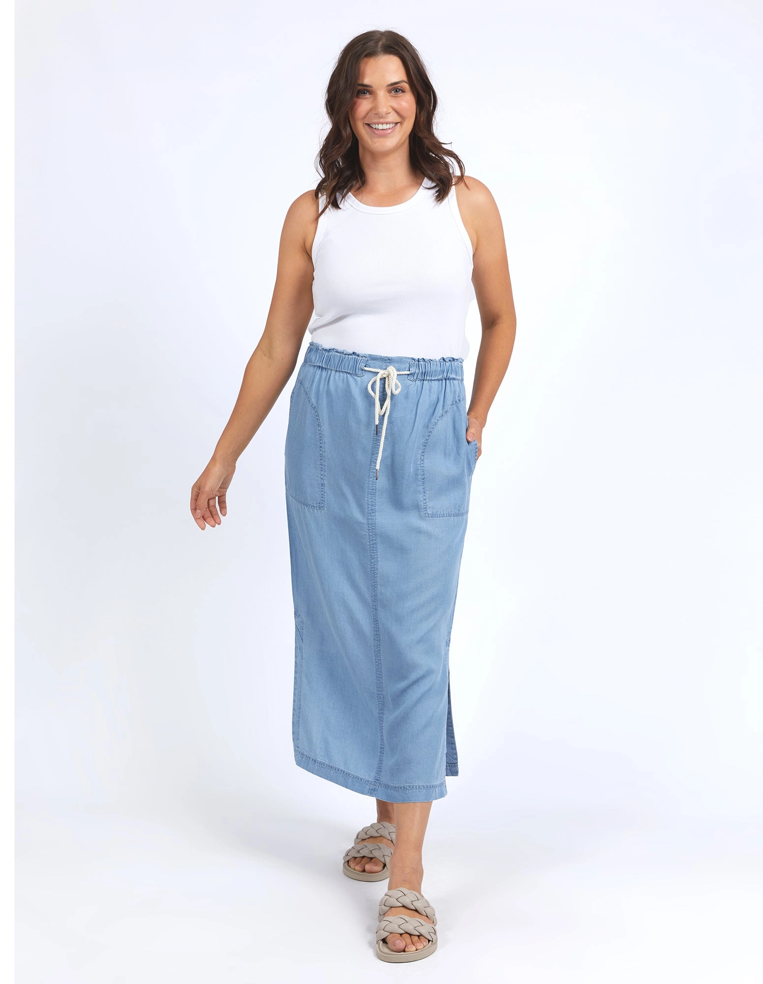 Elm Penny Utility Skirt Mid Blue Wash