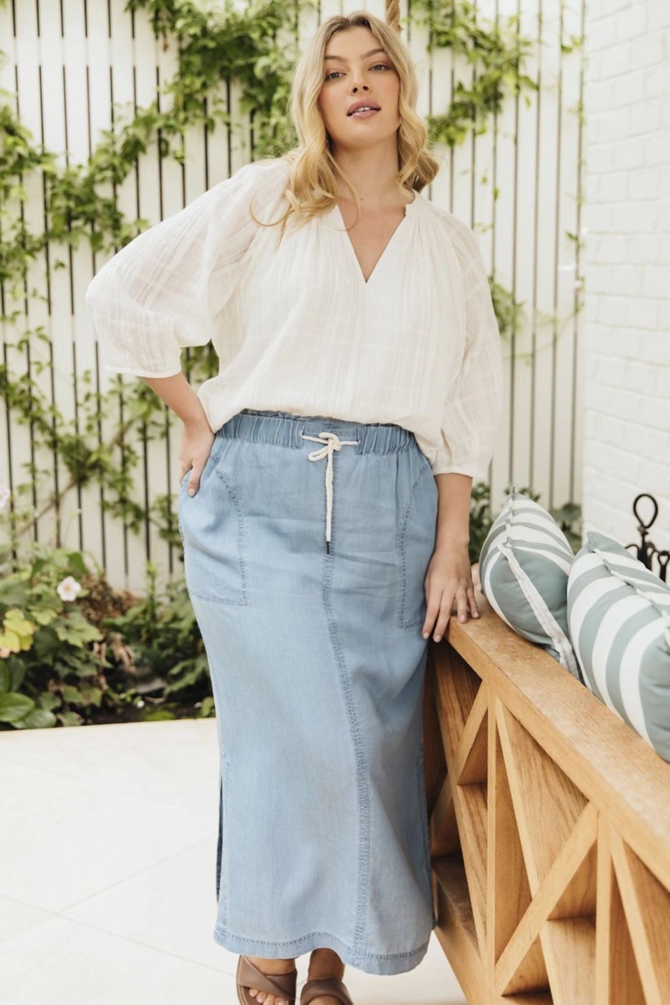 Elm Penny Utility Skirt Mid Blue Wash