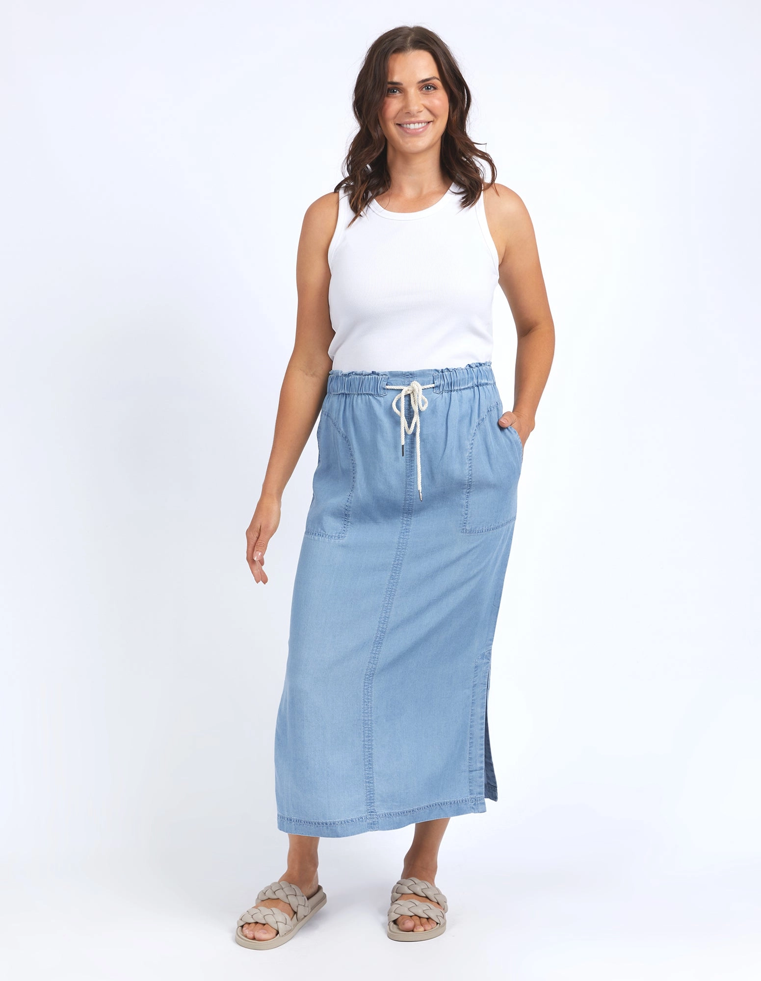Elm Penny Utility Skirt Mid Blue Wash