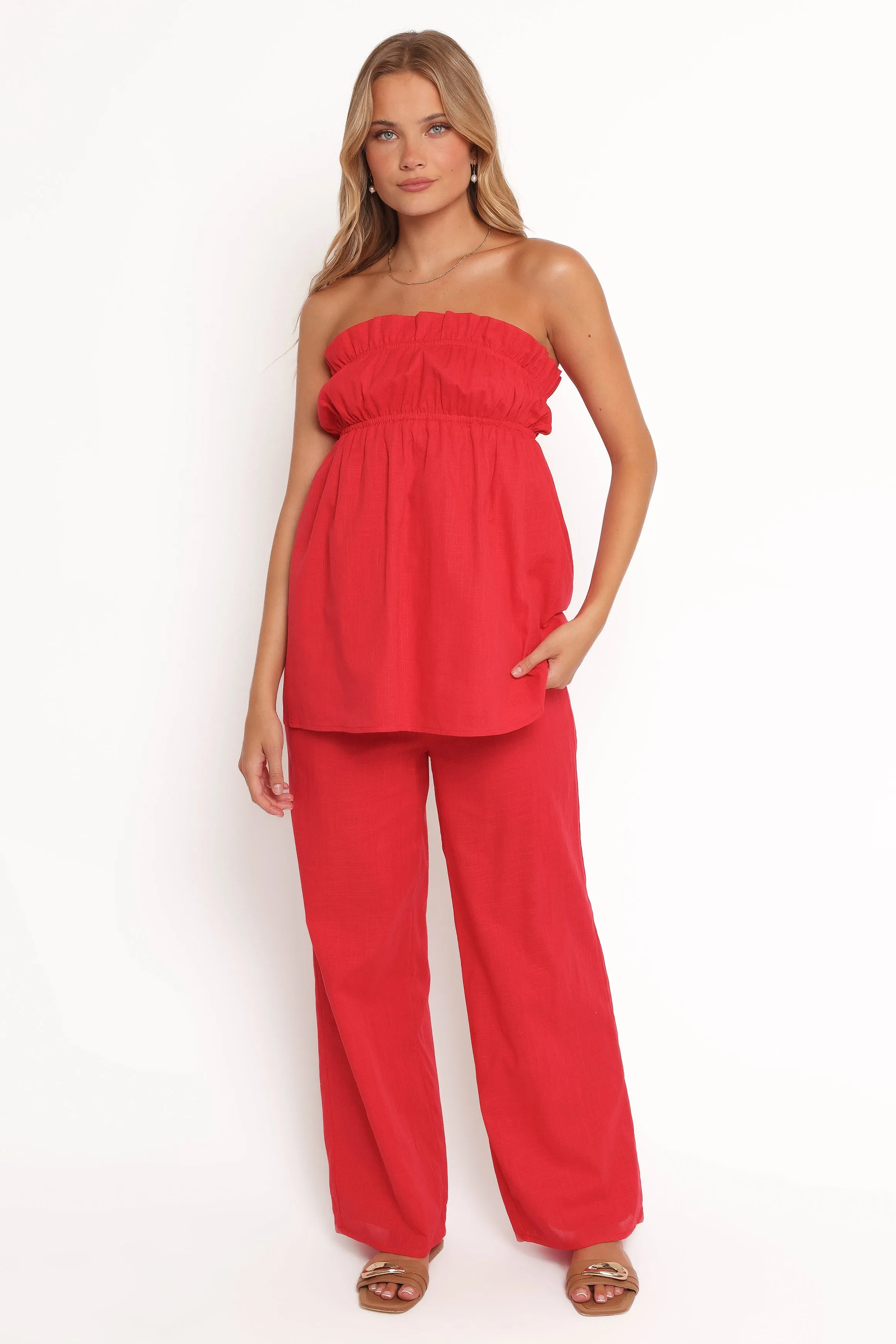 Ember Cotton Pants - Red