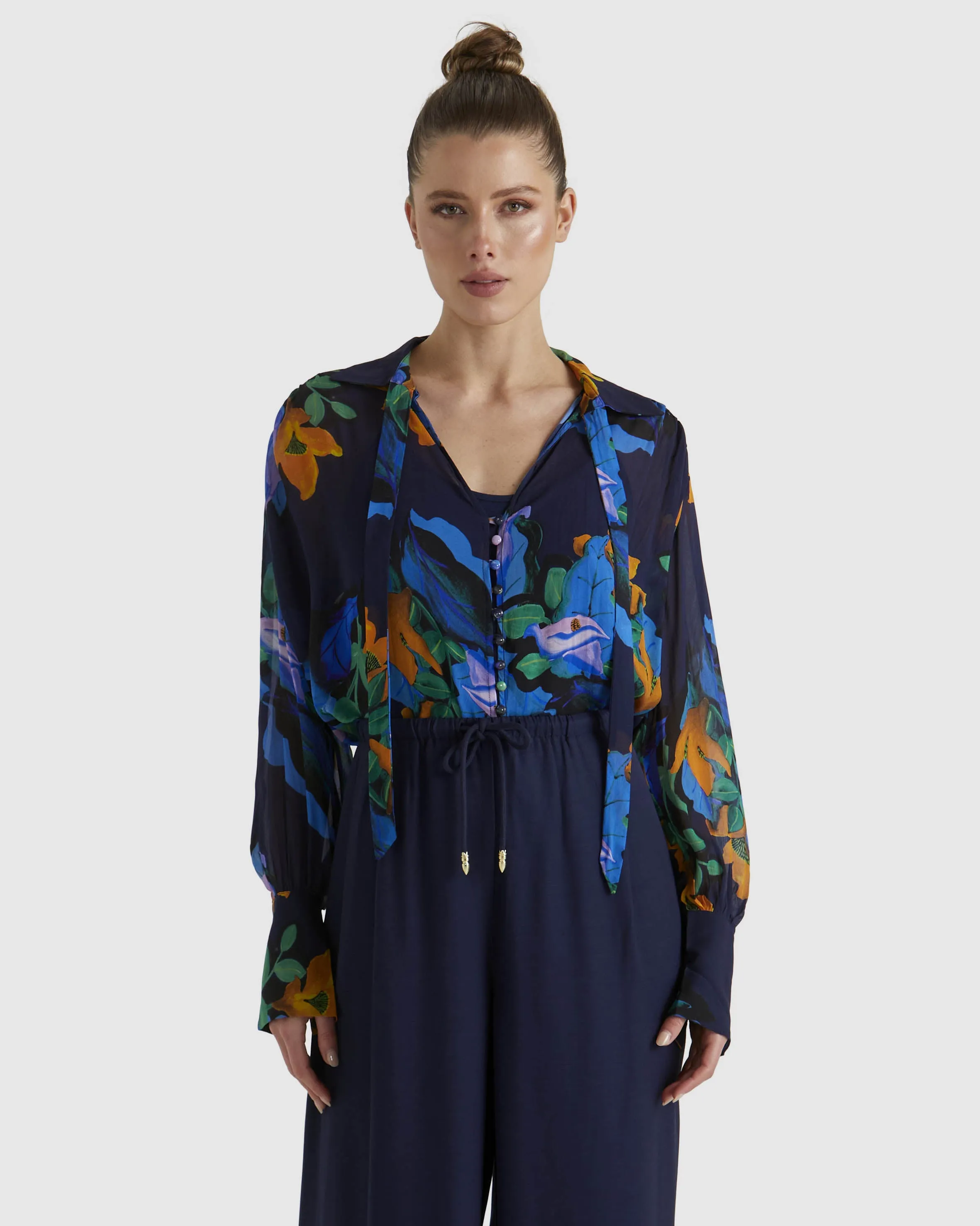 Fate Twilight Blouse Navy Floral