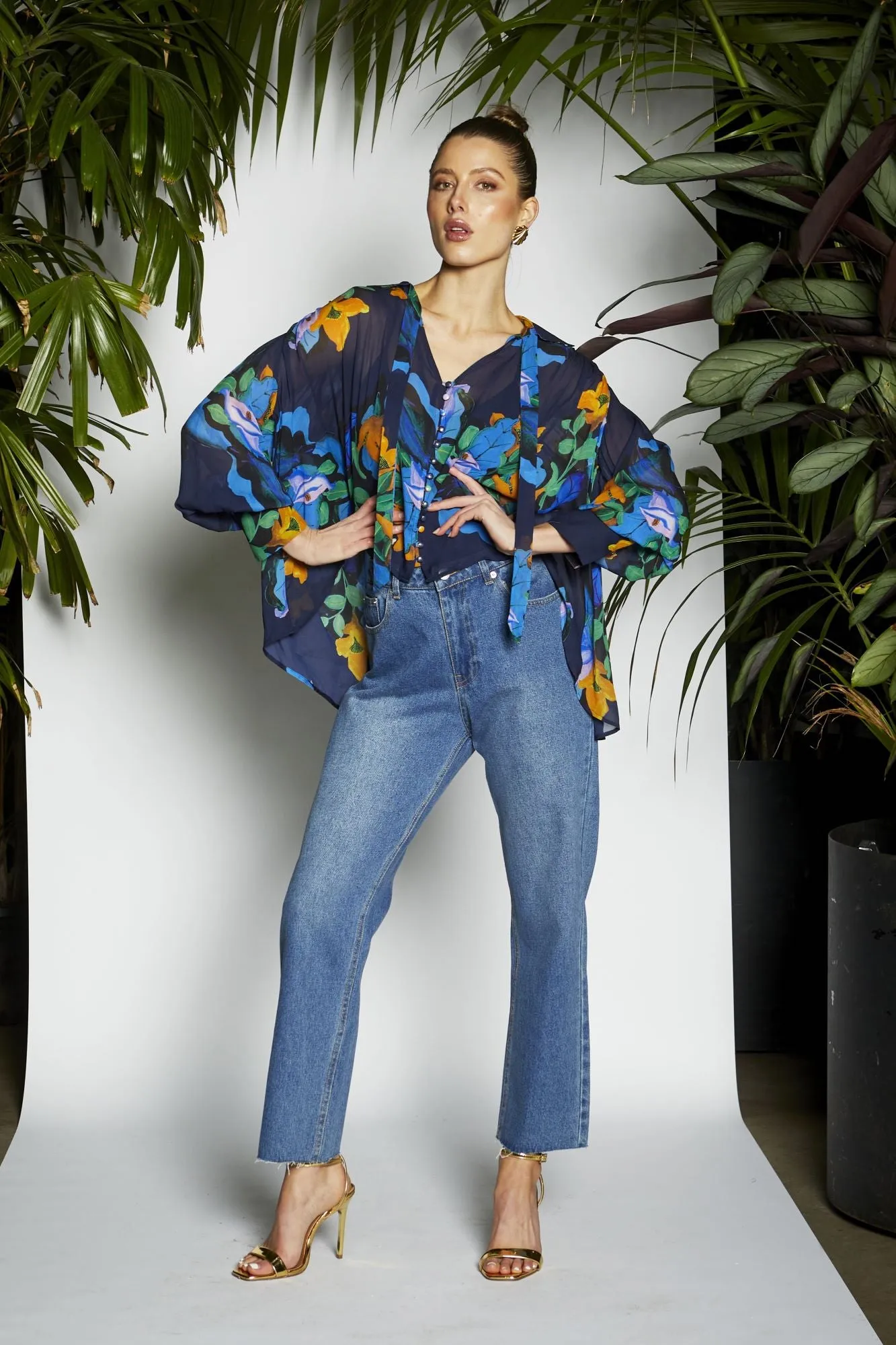 Fate Twilight Blouse Navy Floral