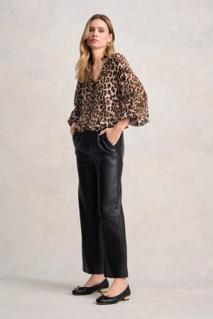 Faux Leather Cropped Pant - Black