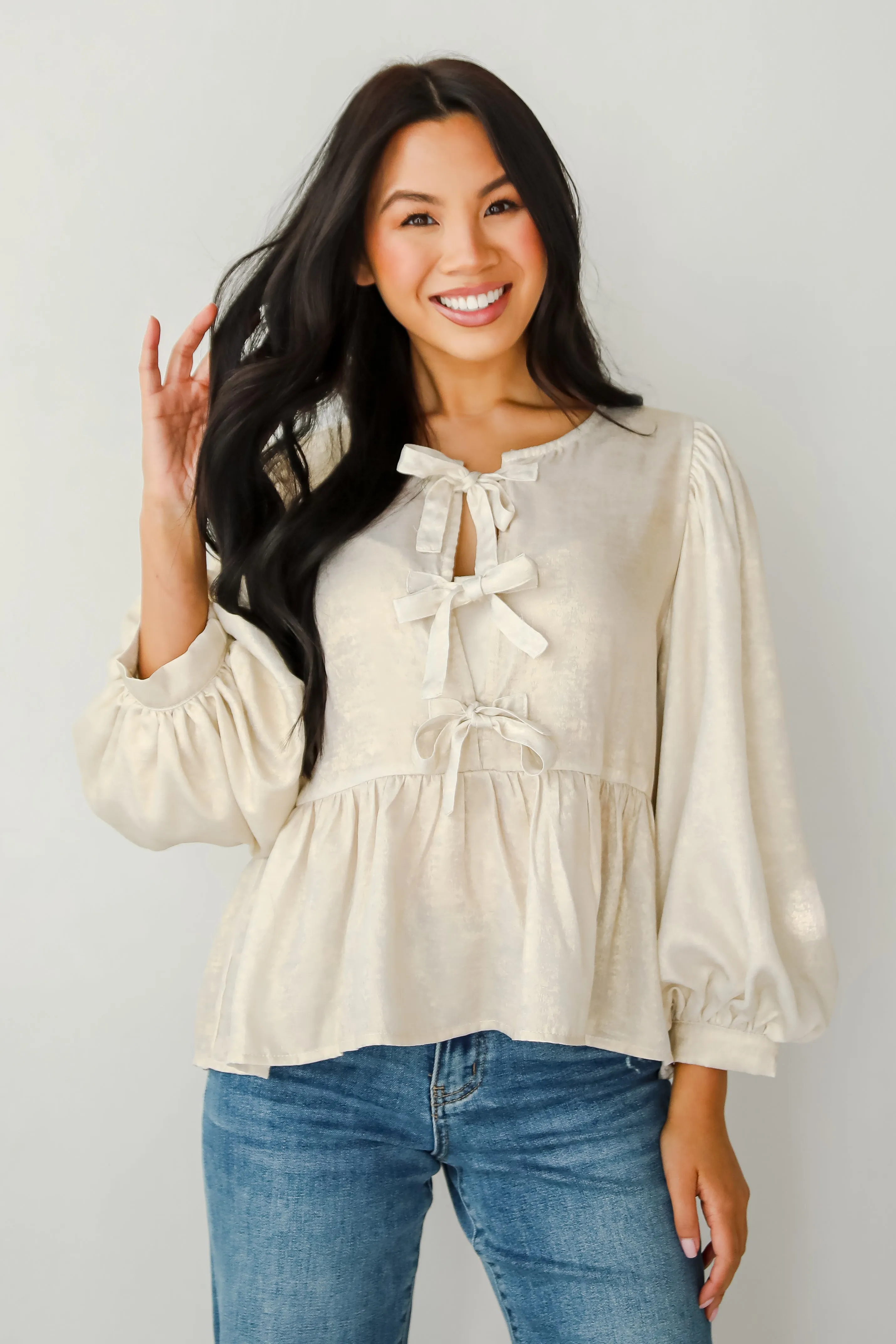 FINAL SALE - Notably Luxe Metallic Bow Blouse