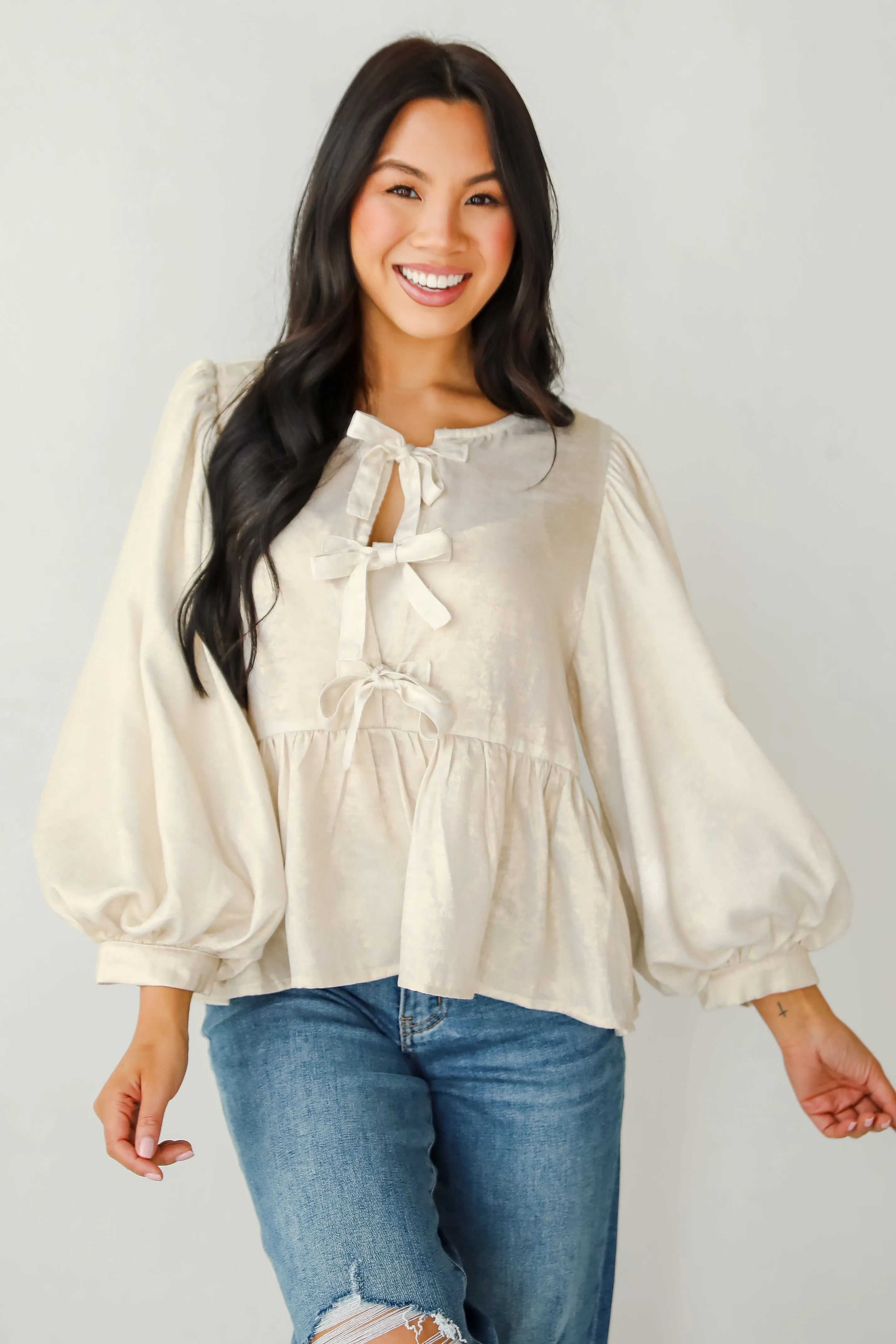 FINAL SALE - Notably Luxe Metallic Bow Blouse