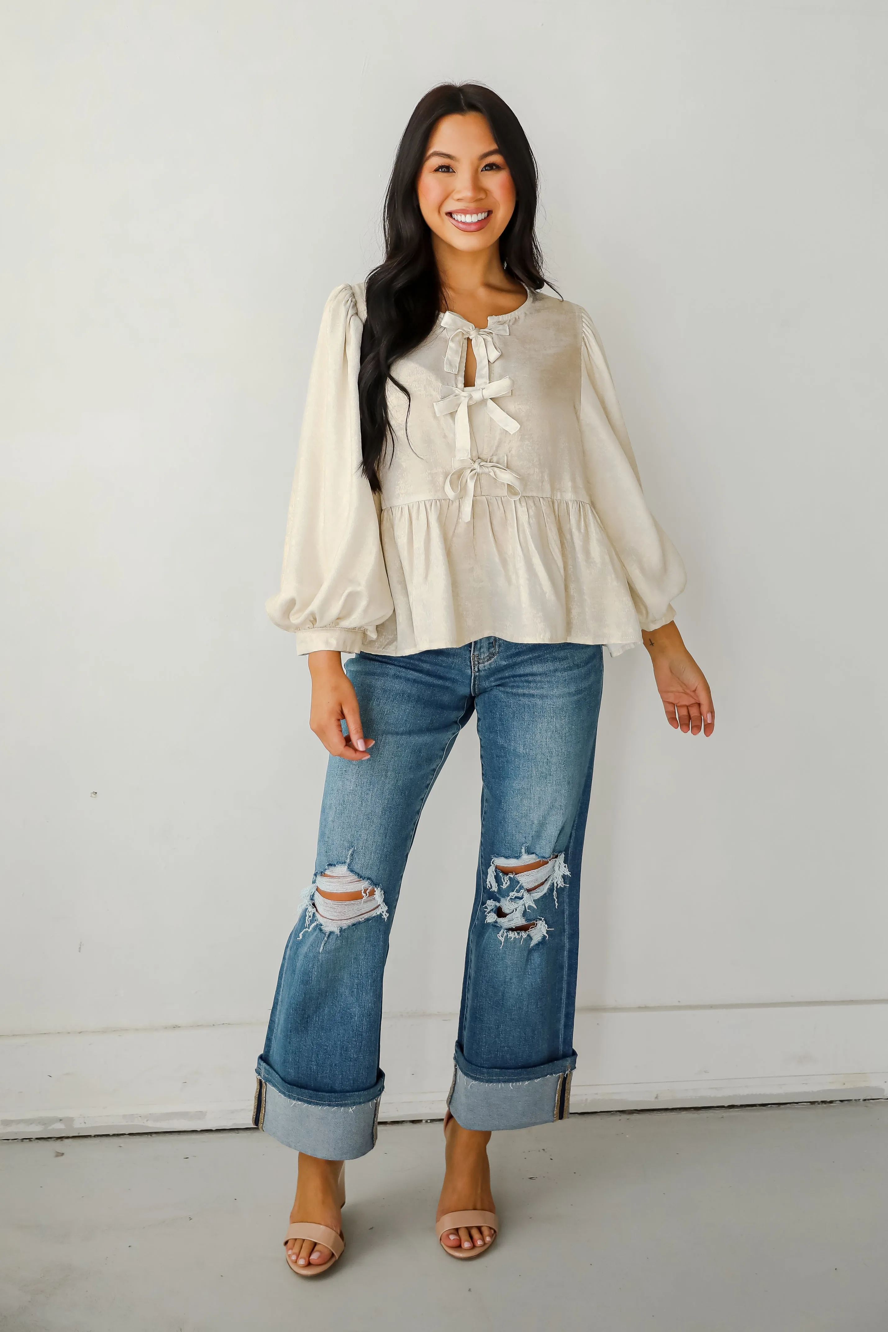 FINAL SALE - Notably Luxe Metallic Bow Blouse