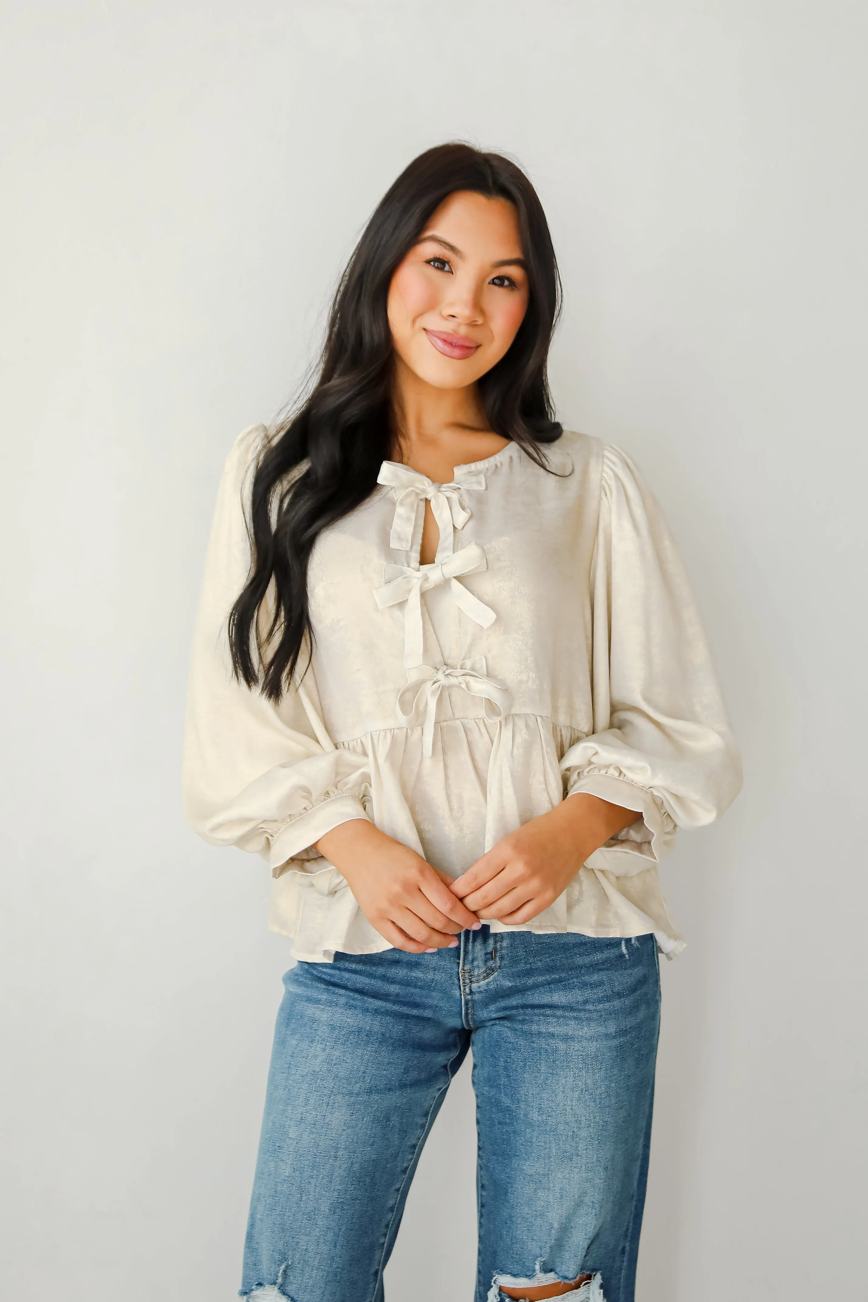 FINAL SALE - Notably Luxe Metallic Bow Blouse