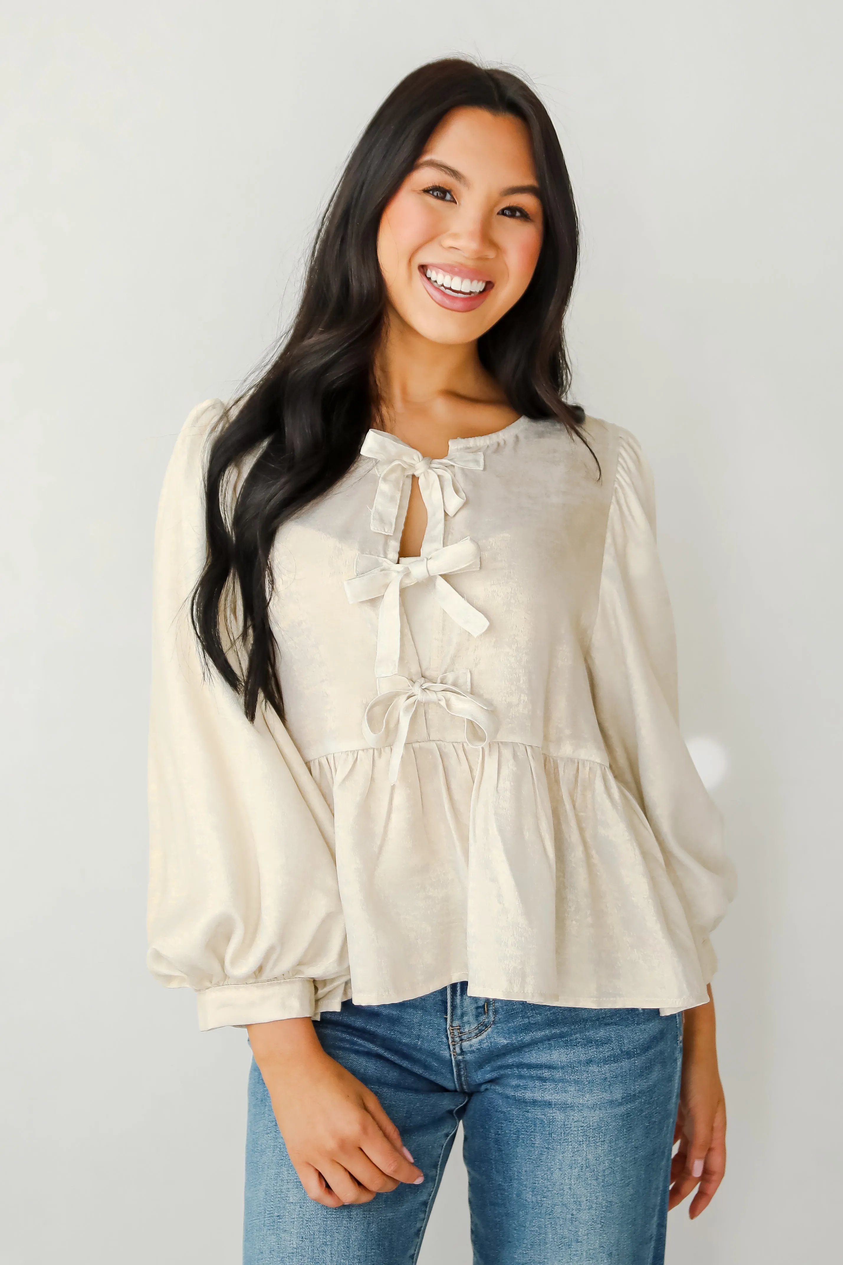 FINAL SALE - Notably Luxe Metallic Bow Blouse