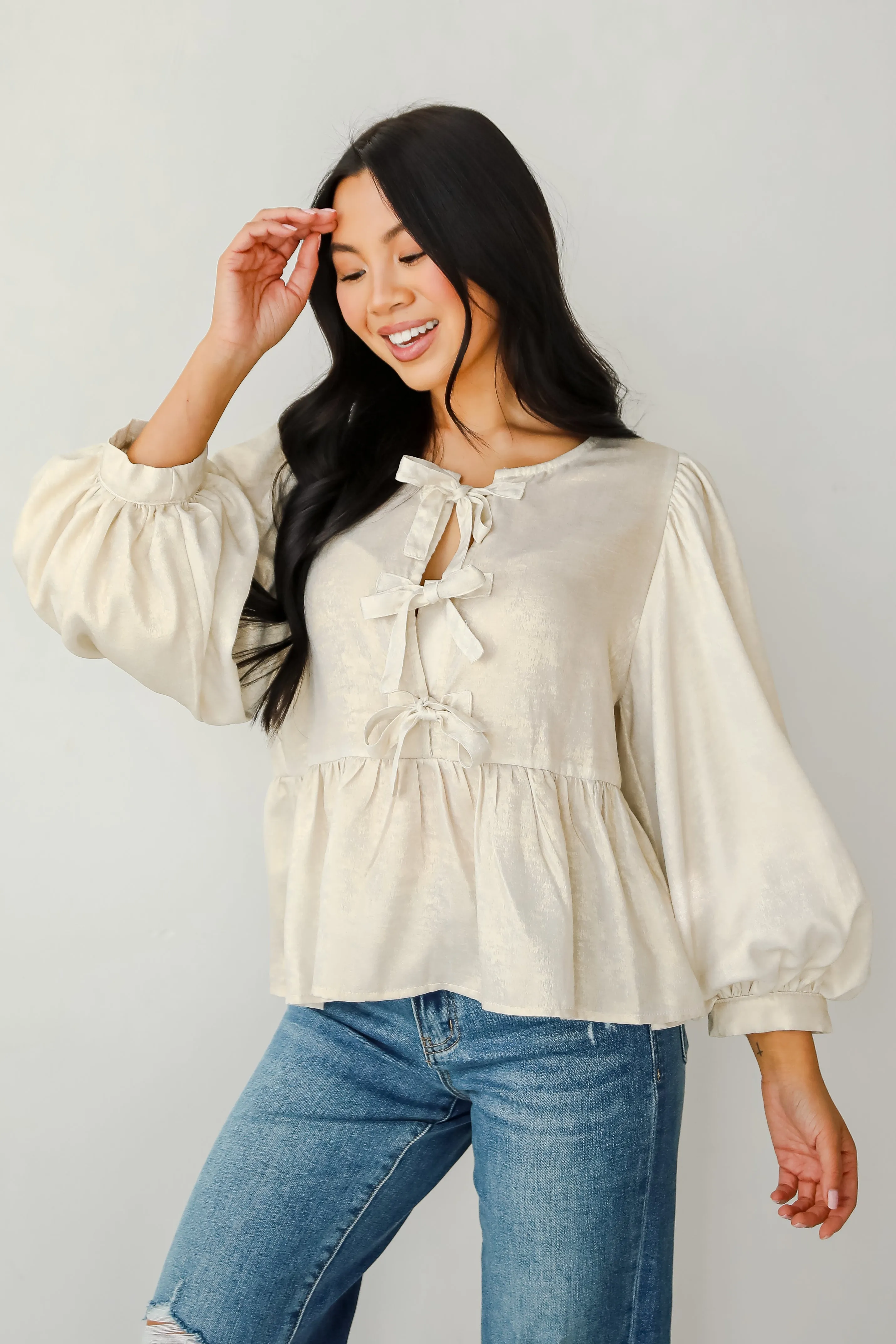 FINAL SALE - Notably Luxe Metallic Bow Blouse
